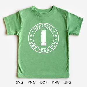 Officiel 1 an SVG, PNG, Eps, Dxf, Jpg, 1er anniversaire chemise sublimation, un an d'anniversaire Cricut, Cool premier cadeau d'anniversaire