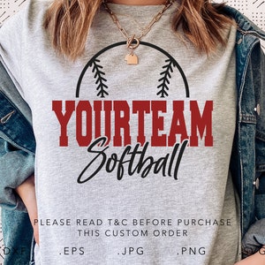Dein Team Softball SVG, Dxf, Jpg, Png, Eps, Softball Template Svg, Softball Team Cut Datei Cricut, Softball Shirt Svg, Custom Softball Svg