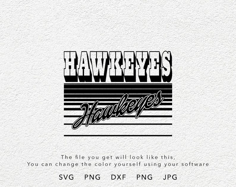 Hawkeye Letters Hawkeyes SVG, PNG, Dxf, Jpg, Eps, Retro Hawkeyes Game Day Silhouette ...
