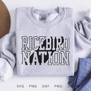 Ricebird Nation SVG, PNG, dxf, jpg, eps, Sublimacja koszulki Ricebirds, Maskotka szkoły Ricebirds Cricut, Bluza Ricebirds Team Spirit