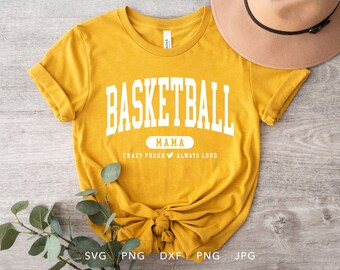 Basketball Mama SVG, PNG, Jpg, Dxf, Eps, Bluza z kapturem Arched Varsity Basketball Mama Sublimacja, Modna Basketball Mama Cricut