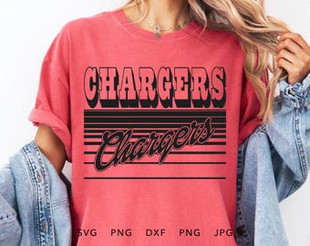 Chargers SVG, PNG, dxf, jpg, eps, Retro Chargers Game Day Silhouette Cameo, Chargers School Mascot Cricut, Vintage Chargers Spirit Shirt