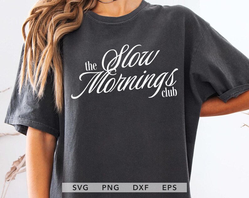 Self care slow mornings shirt design PNG SVG download, Retro slow living squad matching shirt design