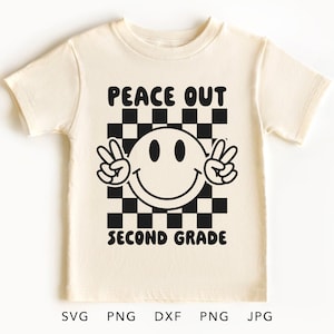 Peace Out 2nd Grade SVG, PNG, Eps, Dxf, Divertente 2nd Grade Ultimo giorno di scuola Camicia Sublimazione, So Long Second Grade Cricut, Grado 2 Grad