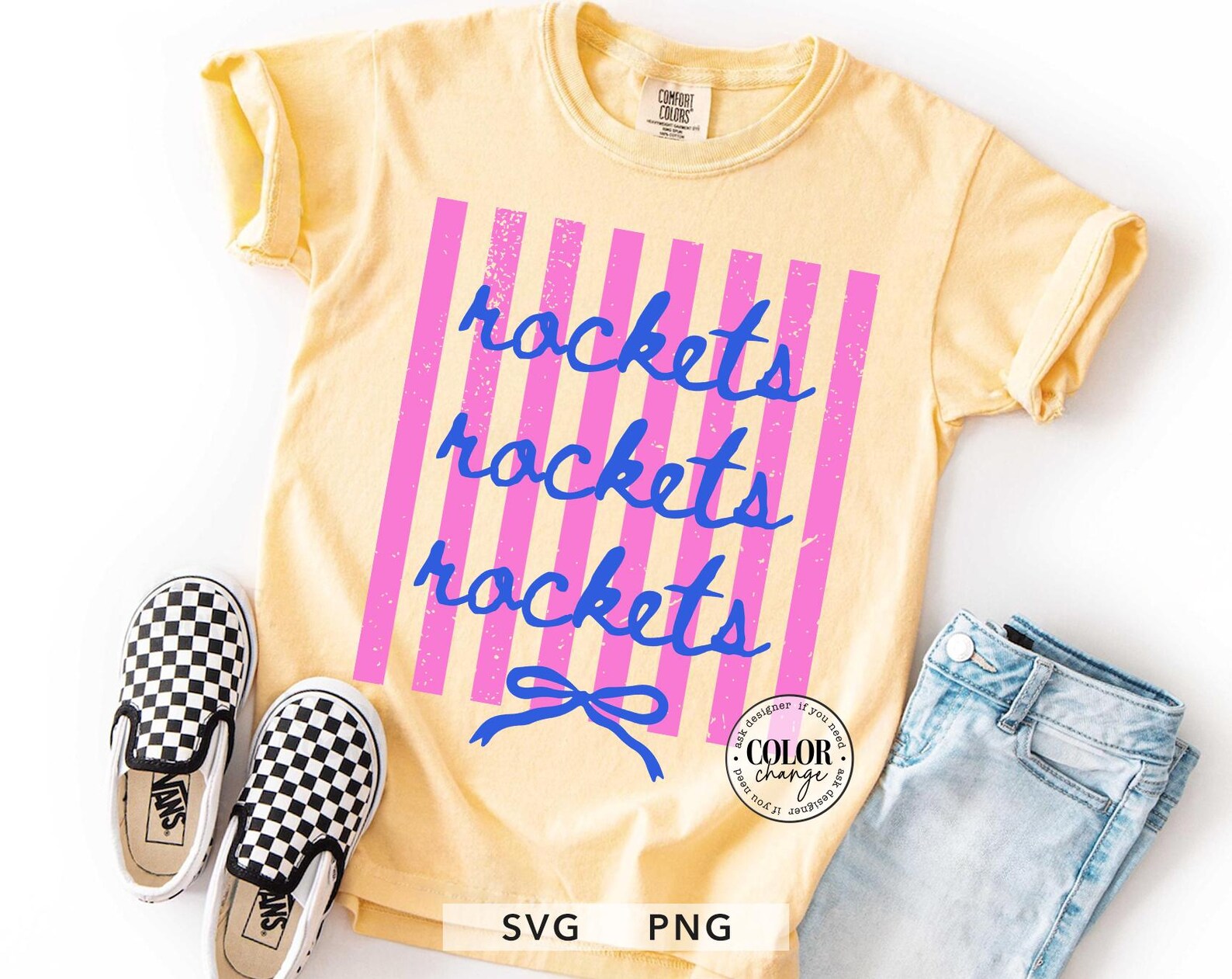 Preppy Rockets Rockets Mascot SVG PNG, Coquette Striped School Spirit Shirt Design ...