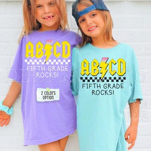 Fifth Grade Rocks PNG, Fifth Grader ABCD Alphabet, Learning Graphic Back To School SVG, Retro Rockstar Student Outfit Sublimation