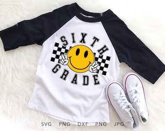 Sixth Grade SVG, DXF, PNG, Jpg, Eps, Funny Sixth Grader Shirt Cricut Silhouette, First Day of School Sublimation, Groovy Hello 6th Grade