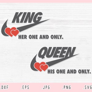 Koning en Koningin SVG, Dxf, Jpg, Png, Eps, Koning Queen Cut File Cricut Silhouet, Huwelijk Svg, Paar Shirt Svg, Paar Svg, Bruiloft Svg