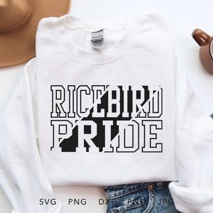 Ricebird Pride SVG, PNG, dxf, jpg, eps, Sublimacja koszulki Ricebirds, Maskotka szkoły Ricebirds Cricut, Bluza Ricebirds Team Spirit