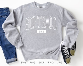 Softball Dad SVG, PNG, Jpg, Dxf, Eps, Arched Varsity Softball Dad Sweatshirt Sublimation, Trendy Softball Dad Cricut, Proud Softball Dad