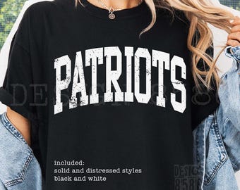 Patriots Retro Mascot SVG PNG, Distressed Athletic School Spirit Design, Varsity Shirt Graphic
