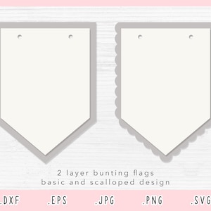 Bannières SVG, Pennant Svg, Bunting Flag Svg, Fichier coupé pour Cricut et Silhouette, Pennant Bunting Template Svg, Eps, Jpg, Png, DXF, Scalloped