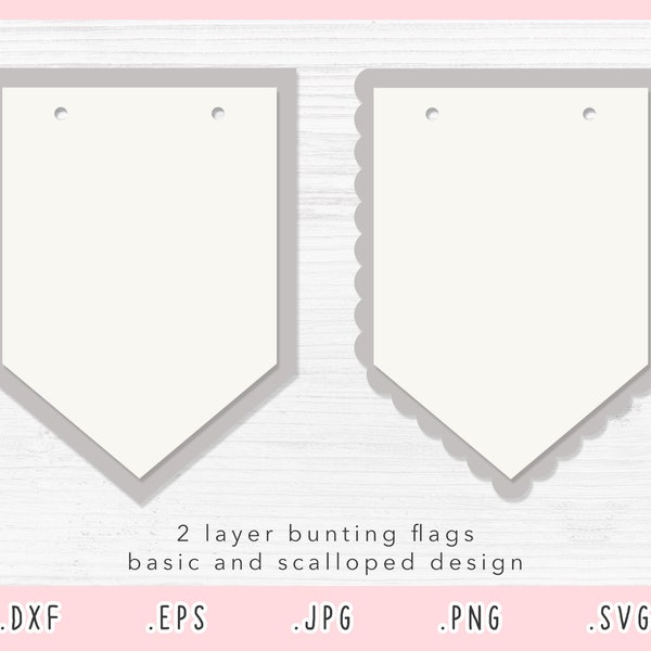 Banners SVG, Pennant Svg, Bunting Flag Svg, Cut File for Cricut and Silhouette, Pennant Bunting Template Svg, Eps, Jpg, Png, DXF, Scalloped