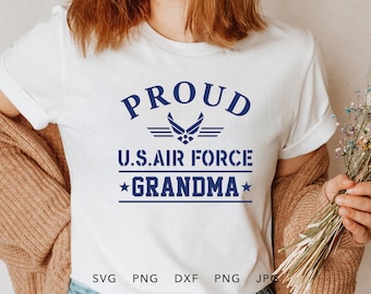 Trotse luchtmacht oma SVG, png, dxf, jpg, eps, soldaat thuiskomst sublimatie, trotse luchtmacht familie bijpassende afstuderen shirt Cricut