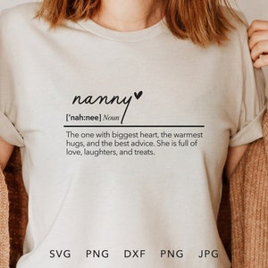 Definicja Niani SVG, DXF, PNG, Jpg, Eps, Zabawny prezent na Dzień Matki Bluza Sublimacja, Babcia Cricut, Plik cięcia babci, Sylwetka Grammy