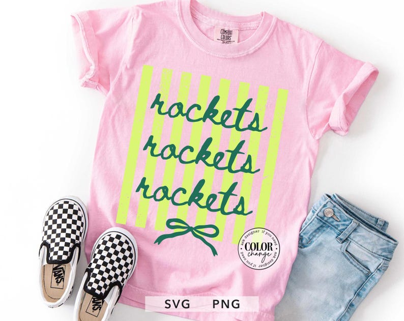 Rockets Mascot SVG PNG, Coquette Striped School Spirit Shirt Design ...