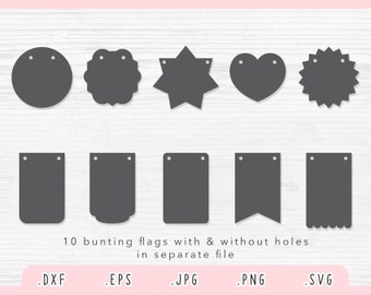 Banners SVG, Pennant Svg, Bunting Flag Svg, Banner Cut File for Cricut and Silhouette, Pennant Bunting Template Svg, Eps, Jpg, Png, DXF