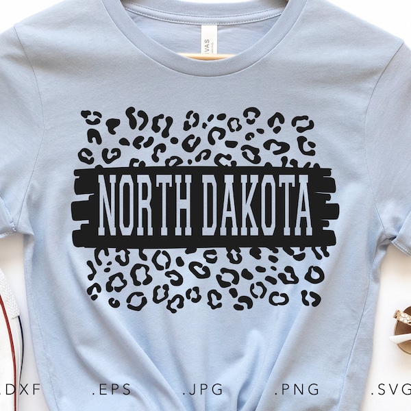 North Dakota Leopard Print SVG DXF JPG Png Eps Cricut Silhouette Cut File Sublimation