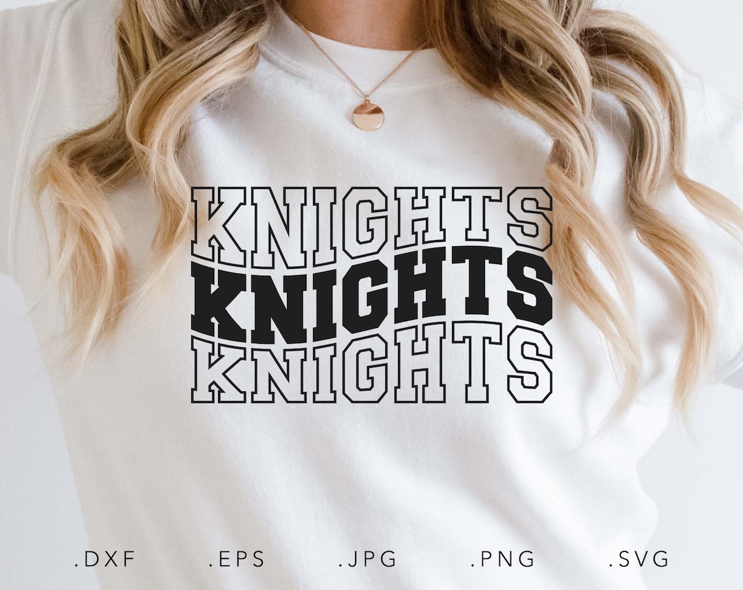 Knights Stacked Varsity SVG, PNG ,dxf, Jpg, Eps, Knights Wavy ...