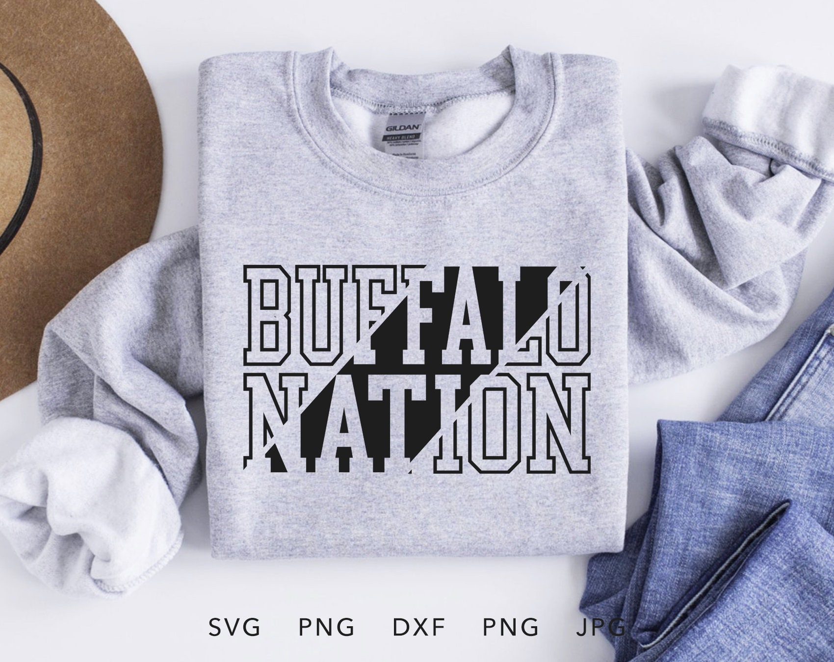 Buffalo Nation SVG, PNG, dxf, jpg, eps, Buffaloes Shirt Sublimation, Buffaloes School Mascot Cricut, Buffaloes Team Spirit Sweatshirt