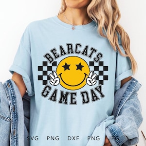 Bearcats SVG, PNG, dxf, jpg, eps, Bearcats Game Day Cricut, Bearcats School Mascot Cut File, Retro Bearcats Groovy Checkered