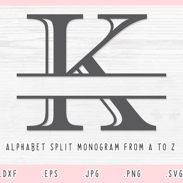 Split Monogram SVG, Classic Monogram SVG, DXF, Jpg, Png, Eps, Split Letter Svg, Classic Font Svg, Cut Files for Cricut and Silhouette