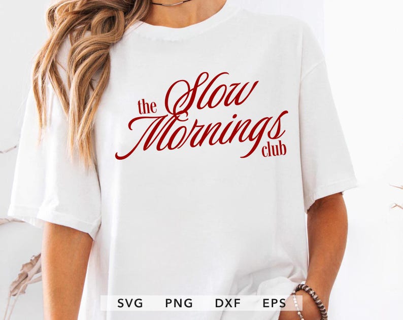 The Slow Mornings Club PNG SVG retro y2k design, Cozy slow living shirt design for sublimation crafting