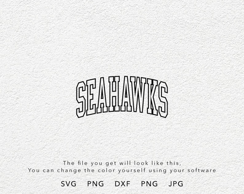 Seahawls Lettering Seahawks SVG, PNG, Dxf, Jpg, Eps, Seahawks Arched Varsity Silhouette ...