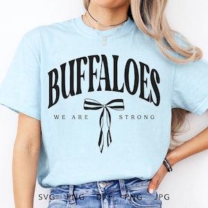 Buffaloes Coquette SVG, PNG, dxf, jpg, eps, archivo de corte fuerte de Buffaloes Arched Trendy, mascota escolar de Buffaloes Cricut, espíritu de equipo de Buffaloes
