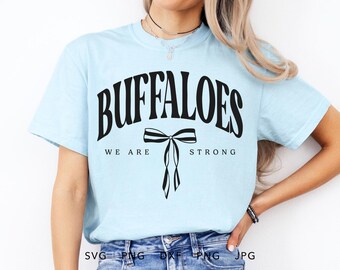 Buffaloes Coquette SVG, PNG, dxf, jpg, eps, Trendy Arched Buffaloes Strong Cut File, Buffaloes School Mascot Cricut, Buffaloes Team Spirit