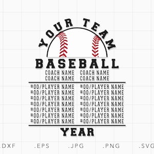 Honkbal Speler Lijst SVG, Dxf, Jpg, Png, Eps, Honkbal Kampioen Svg, Softbal Honkbal Svg, Honkbal Team Cut File Cricut, Honkbal Shirt Svg