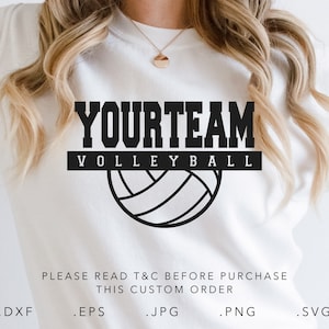 Custom Volleyball Spirit Shirt SVG,Dxf,Jpg,Png, Eps, Volleyball Svg, Volleyball Team Spirit Template Svg, Volleyball Team Cut File Cricut