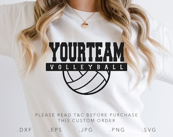 Custom Volleyball Spirit Shirt SVG,Dxf,Jpg,Png, Eps, Volleyball Svg, Volleyball Team Spirit Template Svg, Volleyball Team Cut File Cricut