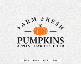 Boerderij verse pompoenen appels Hayrides cider SVG, PNG, dxf, eps, boerderij vers gesneden bestanden Cricut silhouet, pompoenen Svg, herfst Svg, oogst Svg