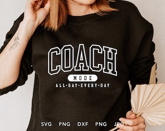 Coach SVG, DXF, PNG, Jpg, Eps, Arched Varsity Coach Cricut Silhouette, Trendy Coach Shirt Sublimation, Coach Appreciation Gift Cut File