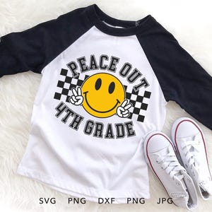 Peace Out 4th Grade SVG, PNG, Eps, Dxf, Divertente maglietta dell'ultimo giorno di scuola di 4a elementare Sublimazione, So Long Fourth Grade Cricut, Grado 4 Grad