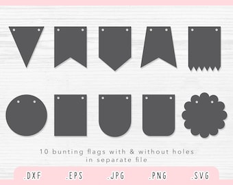 Banners SVG, Pennant Svg, Bunting Flag Svg, Banner Cut File for Cricut and Silhouette, Pennant Bunting Template Svg, Eps, Jpg, Png, DXF