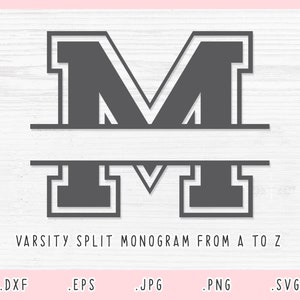 Split Monogram SVG, Varsity Monogram SVG, DXF, Jpg, Png, Eps, Split Letter Svg, Varsity Font Svg, Cut Files for Cricut and Silhouette