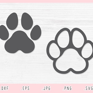 Paw Print SVG, Dxf, Jpg, Png, Eps, Paw Print Vector, Paw Print Clipart, Paw Print Cut File for Cricut and Silhouette, Dog Paw Svg, Cat Paw