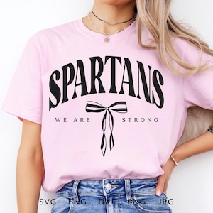 Spartans Coquette SVG, PNG, dxf, jpg, eps, Trendy Arched Spartans Strong Cut File, Spartans School Maskottchen Cricut, Spartans Team Spirit