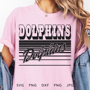 Delfine SVG, PNG, dxf, jpg, eps, Retro Delfine Spieltag Silhouette Cameo, Delfine Schule Maskottchen Cricut, Vintage Delfine Geist Shirt