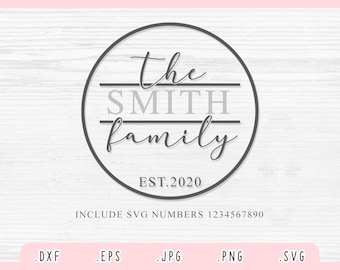Nom de famille de famille SVG, monogramme de famille SVG, DXF, Jpg, Png, Eps, nom de famille de famille cadre Svg, signe de famille couper fichier Cricut Silhouette, famille SVg