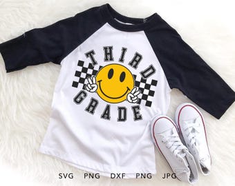 Third Grade SVG, DXF, PNG, Jpg, Eps, Funny Third Grader Shirt Cricut Silhouette, First Day of School Sublimation, Groovy Hello 3rd Grade