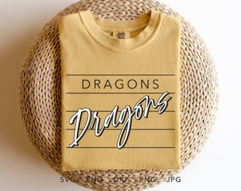 Dragons SVG, PNG, dxf, jpg, eps, Trendy Dragons Sport Shirt Sublimation Design, Dragons School Mascot Cricut, Dragons Team Spirit