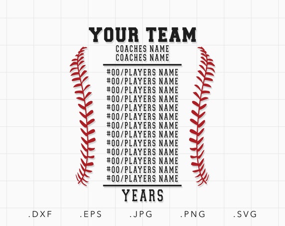Baseball Player List SVG Dxf Jpgpng Eps Baseball Champion - Etsy