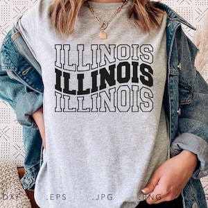 Illinois empilés ondulés SVG DXF JPG Png Eps Cricut Silhouette coupe fichier