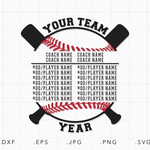 Baseball Spieler Liste SVG, Dxf, Jpg, Png, Eps, Baseball Champion SVG, Softball Baseball SVG, Baseball Team geschnitten Datei Cricut, Baseball Shirt svg