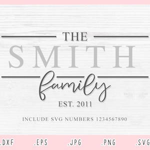 Familie monogram SVG, monogram SVG, DXF, jpg, png, eps, familie achternaam SVG, achternaam SVG, familie teken gesneden bestand voor de Cricut en silhouet