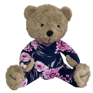 Personalised Ladies Standard Size Plush Memory Bear: Handmade Keepsake from Loved One's Clothing