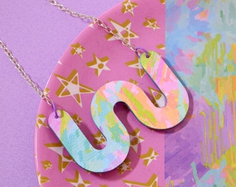 Curves & Swerves Necklace | rainbow pastel design